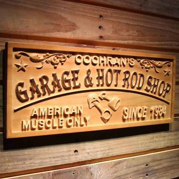 ADVPRO Garage & HOT Rod Shop Name Personalized with Est. Year Wood Engraved Wooden Sign wpa0408-tm - 23