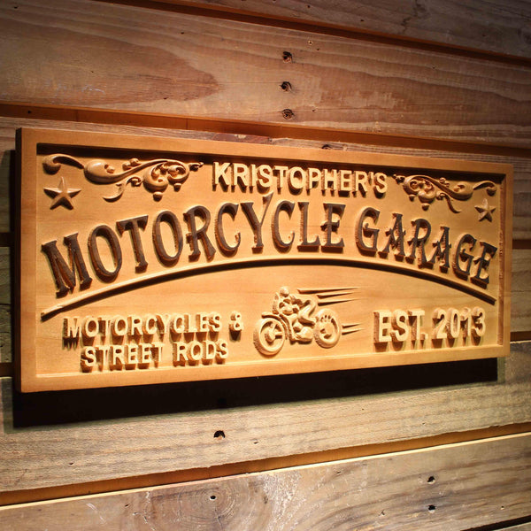 ADVPRO Motorcycle Garage Name Personalized First Name Wood Engraved Wooden Sign wpa0409-tm - 23