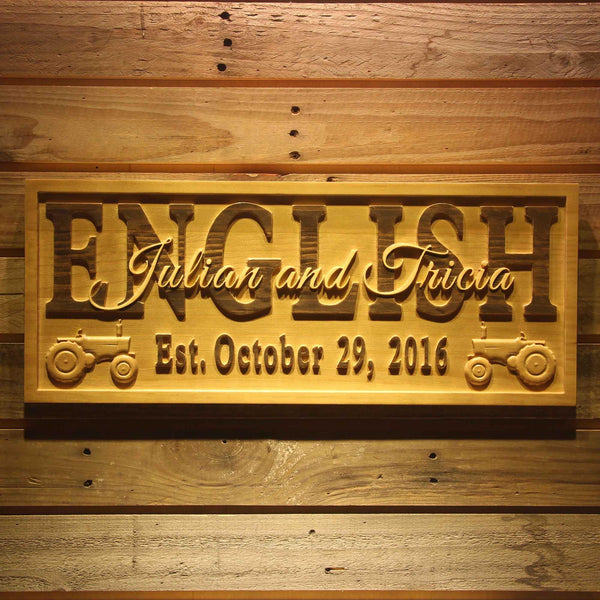ADVPRO Wedding with Tractor Name Personalized Family Name Wood Engraved Wooden Sign wpa0413-tm - 18.25