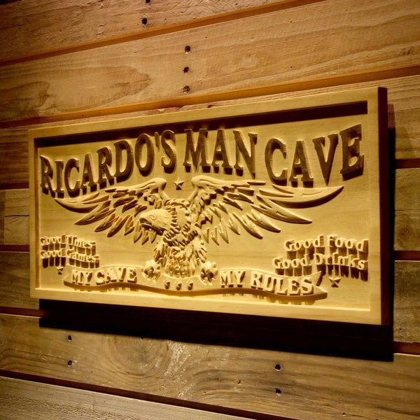 ADVPRO American Eagle Man Cave Personalized Name Wood Engraved Wooden Sign wpa0414-tm - 26.75