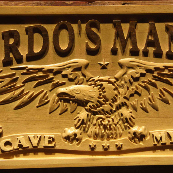 ADVPRO American Eagle Man Cave Personalized Name Wood Engraved Wooden Sign wpa0414-tm - Details 1