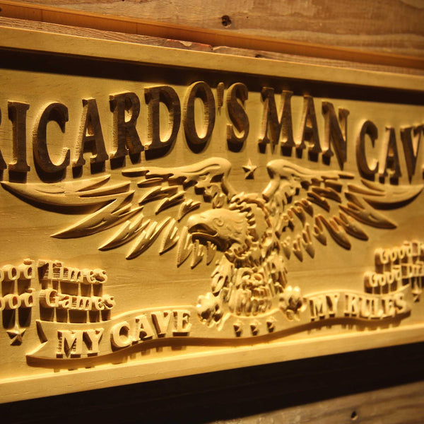 ADVPRO American Eagle Man Cave Personalized Name Wood Engraved Wooden Sign wpa0414-tm - Details 3