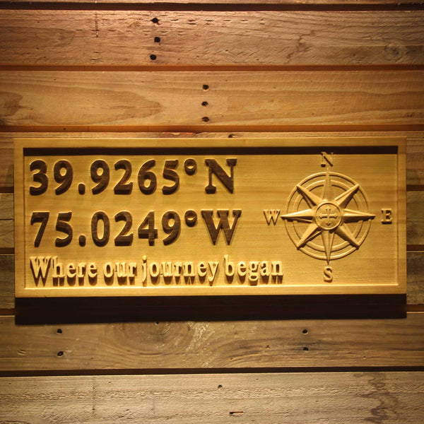 ADVPRO Compass Latitude Longitude Location Family Wedding Sign Wood Engraved Wooden Sign wpa0415-tm - 18.25