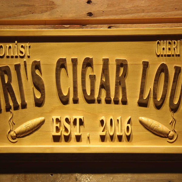 ADVPRO Tobacconist Name Personalized Cigar Lounge Shop Wood Engraved Wooden Sign wpa0416-tm - Details 1