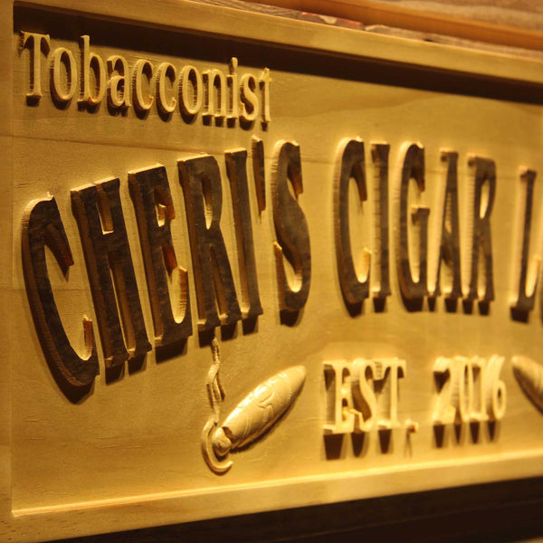 ADVPRO Tobacconist Name Personalized Cigar Lounge Shop Wood Engraved Wooden Sign wpa0416-tm - Details 2