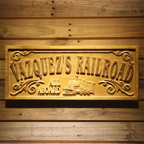 ADVPRO Railroad Name Personalized Train Station Lover Gift Wood Engraved Wooden Sign wpa0417-tm - 18.25
