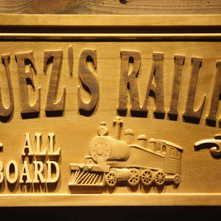 ADVPRO Railroad Name Personalized Train Station Lover Gift Wood Engraved Wooden Sign wpa0417-tm - Details 1