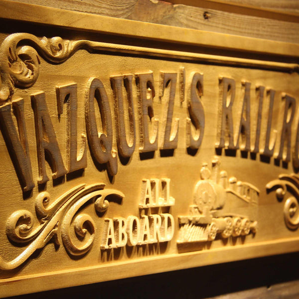 ADVPRO Railroad Name Personalized Train Station Lover Gift Wood Engraved Wooden Sign wpa0417-tm - Details 2
