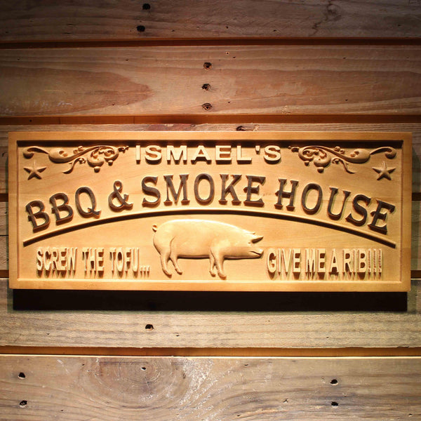 ADVPRO BBQ & Smoke House Name Personalized Pig Decor Wood Engraved Wooden Sign wpa0419-tm - 18.25