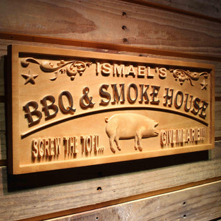 ADVPRO BBQ & Smoke House Name Personalized Pig Decor Wood Engraved Wooden Sign wpa0419-tm - 23