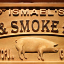 ADVPRO BBQ & Smoke House Name Personalized Pig Decor Wood Engraved Wooden Sign wpa0419-tm - Details 1