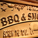 ADVPRO BBQ & Smoke House Name Personalized Pig Decor Wood Engraved Wooden Sign wpa0419-tm - Details 2