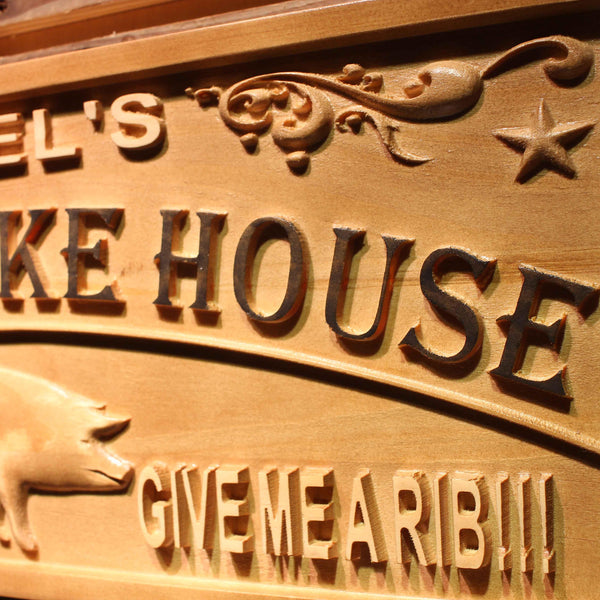 ADVPRO BBQ & Smoke House Name Personalized Pig Decor Wood Engraved Wooden Sign wpa0419-tm - Details 3