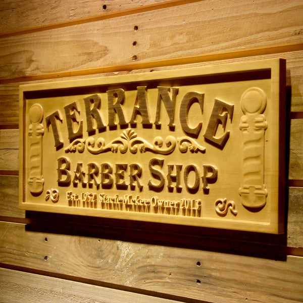 ADVPRO Barber Shop Name Personalized with Est. Year Hair Cut Wood Engraved Wooden Sign wpa0425-tm - 26.75