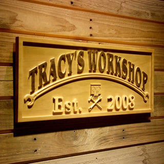 ADVPRO Workshop Name Personalized with Est. Year Wood Engraved Wooden Sign wpa0427-tm - 23