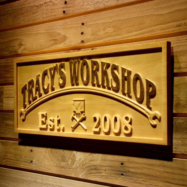 ADVPRO Workshop Name Personalized with Est. Year Wood Engraved Wooden Sign wpa0427-tm - 26.75