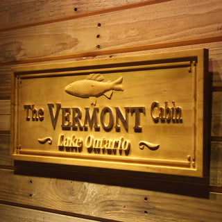ADVPRO Cabin Name Personalized Fish Decoration Home Bar Wood Engraved Wooden Sign wpa0429-tm - 26.75