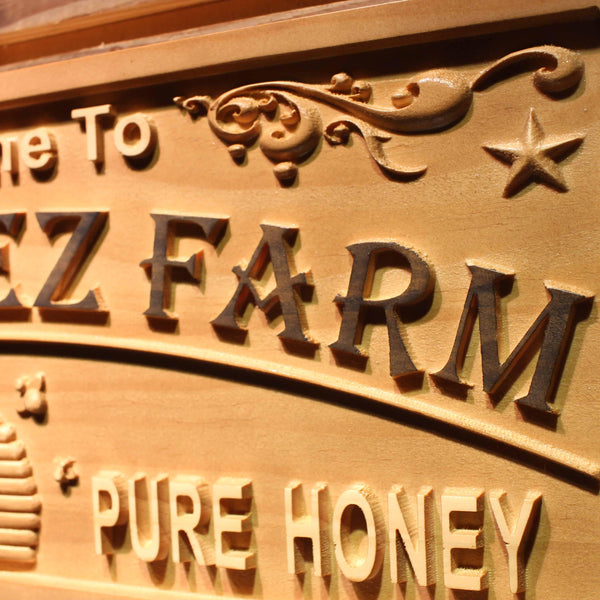 ADVPRO Farm Name Personalized Honey Bee Decoration Wood Engraved Wooden Sign wpa0431-tm - Details 3