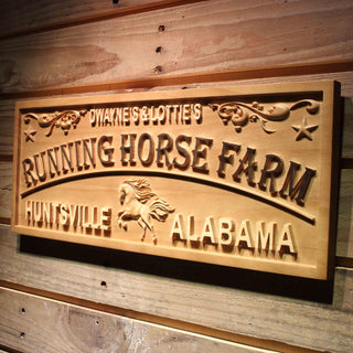 ADVPRO Running Horse Farm Name Personalized Location Wood Engraved Wooden Sign wpa0435-tm - 26.75