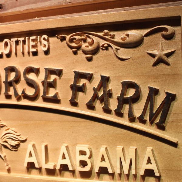 ADVPRO Running Horse Farm Name Personalized Location Wood Engraved Wooden Sign wpa0435-tm - Details 3
