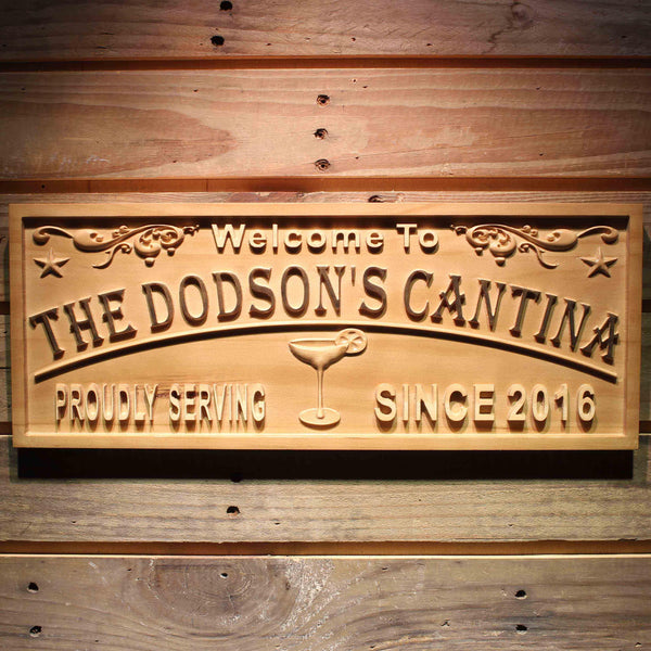ADVPRO Cantina BAR Name Personalized with Est. Year Wood Engraved Wooden Sign wpa0436-tm - 18.25