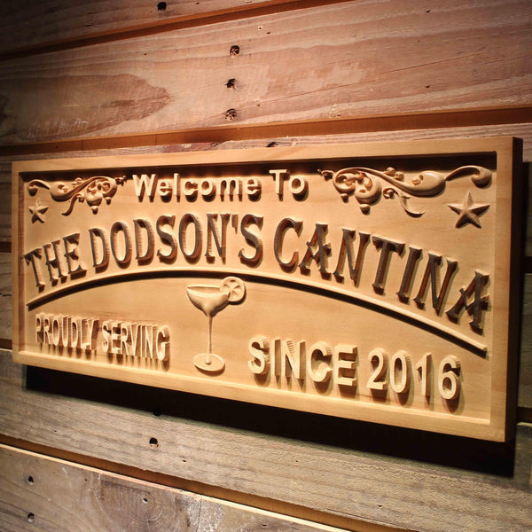 ADVPRO Cantina BAR Name Personalized with Est. Year Wood Engraved Wooden Sign wpa0436-tm - 26.75