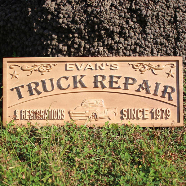 ADVPRO Truck Repair Name Personalized Garage with Est. Year Wood Engraved Wooden Sign wpa0437-tm - 18.25