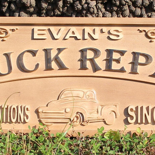 ADVPRO Truck Repair Name Personalized Garage with Est. Year Wood Engraved Wooden Sign wpa0437-tm - Details 1