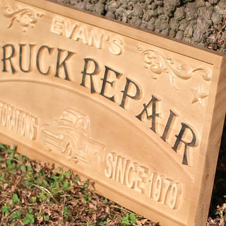 ADVPRO Truck Repair Name Personalized Garage with Est. Year Wood Engraved Wooden Sign wpa0437-tm - Details 3
