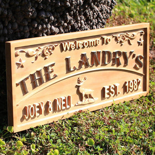 ADVPRO Name Personalized Deer Reindeer Design Last Name First Names Est. Year Wedding Gifts Wood Engraved Wooden Sign wpa0445-tm - 23