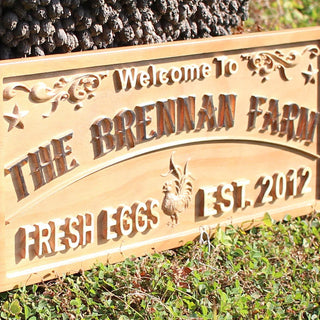 ADVPRO Name Personalized Chicken Rooster Farm Fresh Eggs Est. Year Housewarming Gifts Wood Engraved Wooden Sign wpa0447-tm - Details 2