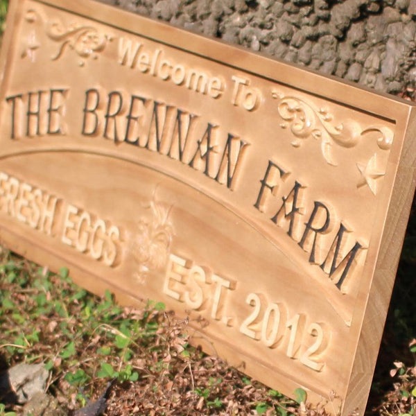 ADVPRO Name Personalized Chicken Rooster Farm Fresh Eggs Est. Year Housewarming Gifts Wood Engraved Wooden Sign wpa0447-tm - Details 3