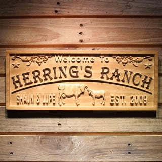 ADVPRO Name Personalized Ranch Farm Cows First Last Names Housewarming Gifts Wood Engraved Wooden Sign wpa0451-tm - 18.25