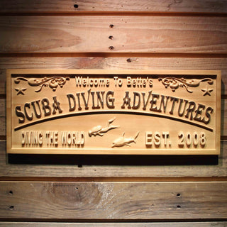 ADVPRO Name Personalized Diving Club Diver Dolphin Est. Year Home D‚cor Wood Engraved Wooden Sign wpa0452-tm - 18.25