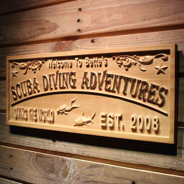 ADVPRO Name Personalized Diving Club Diver Dolphin Est. Year Home D‚cor Wood Engraved Wooden Sign wpa0452-tm - 26.75