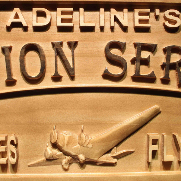 ADVPRO Name Personalized Aviation Services Airplane Aircraft Design Man Cave Home Bar Beer D‚cor Wood Engraved Wooden Sign wpa0455-tm - Details 1