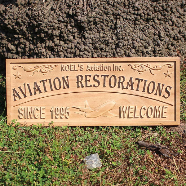 ADVPRO Name Personalized Aviation Restorations Airplane Room D‚cor Est. Year Man Cave Gifts Wood Engraved Wooden Sign wpa0458-tm - 18.25