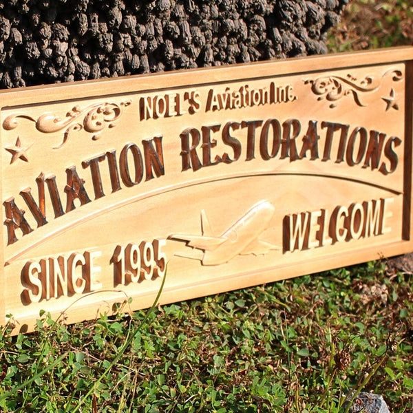 ADVPRO Name Personalized Aviation Restorations Airplane Room D‚cor Est. Year Man Cave Gifts Wood Engraved Wooden Sign wpa0458-tm - Details 2