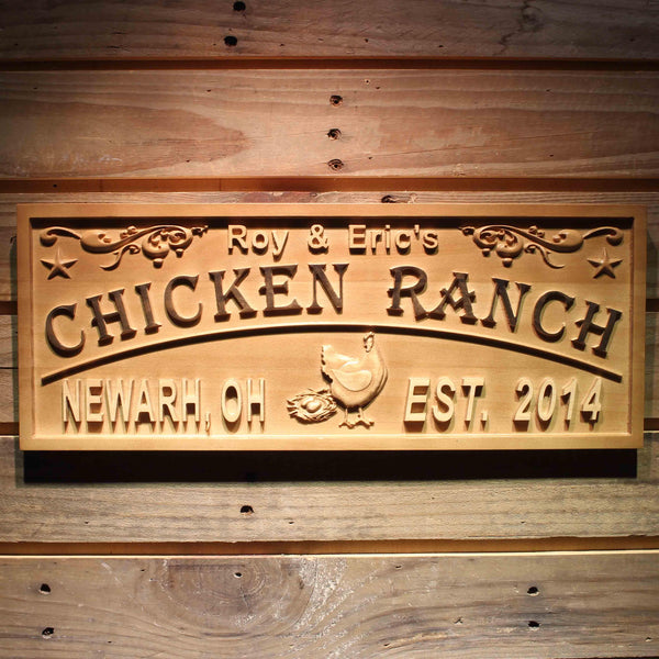 ADVPRO Name Personalized Chicken Ranch Hen with Eggs Design Est. Year Location Wood Engraved Wooden Sign wpa0464-tm - 18.25