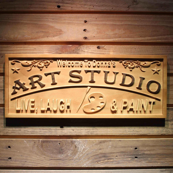 ADVPRO Name Personalized Art Studio Live Laugh Paint Home D‚cor Housewarming Gifts Wood Engraved Wooden Sign wpa0465-tm - 18.25