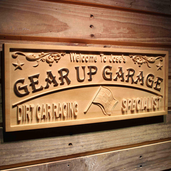 ADVPRO Name Personalized Gear Up Garage Dirt Car Racing Car Park D‚cor Bar Beer Wood Engraved Wooden Sign wpa0467-tm - 23