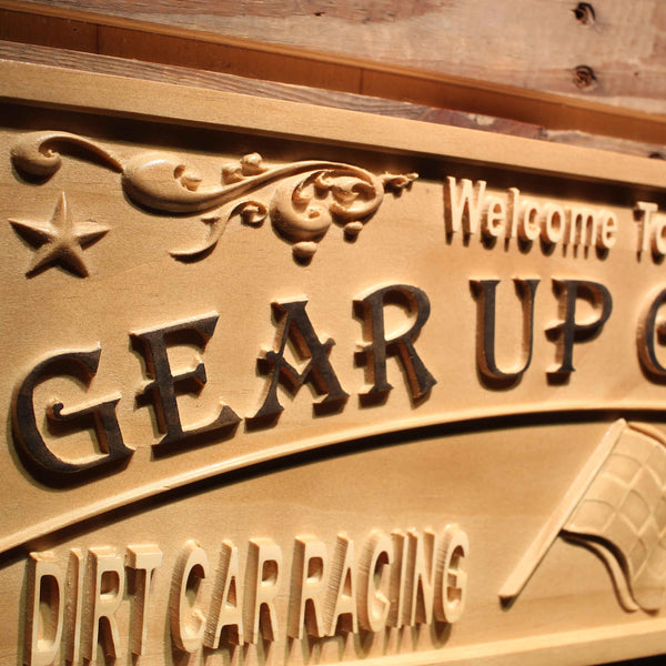 ADVPRO Name Personalized Gear Up Garage Dirt Car Racing Car Park D‚cor Bar Beer Wood Engraved Wooden Sign wpa0467-tm - Details 2