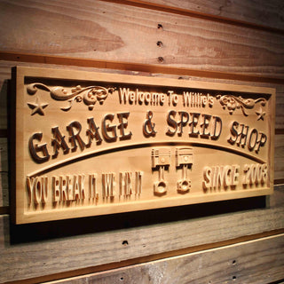 ADVPRO Name Personalized Garage & Speed Shop Break It Fix It Est. Year Man Cave Wood Engraved Wooden Sign wpa0468-tm - 23