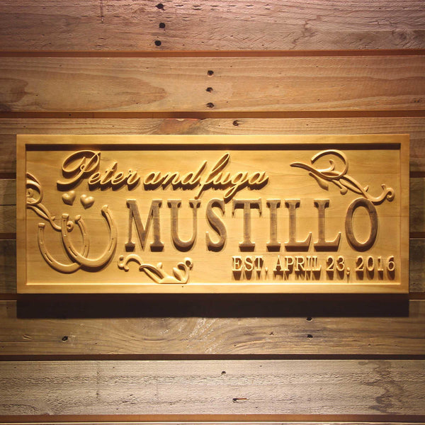 ADVPRO Name Personalized Last First Names Horseshoe Wood Engraved Wooden Sign wpa0490-tm - 18.25