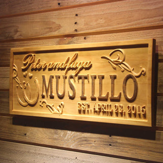 ADVPRO Name Personalized Last First Names Horseshoe Wood Engraved Wooden Sign wpa0490-tm - 26.75