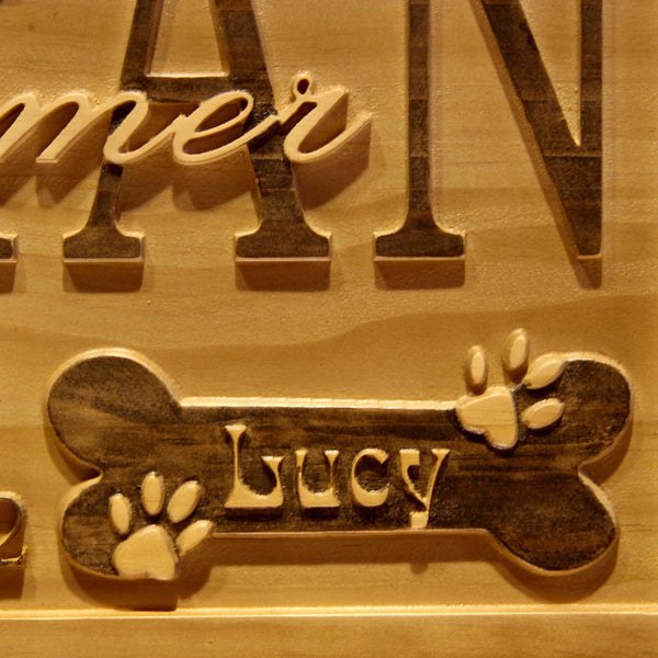 ADVPRO Name Personalized Dog Family Last First Names Dog Names Wood Engraved Wooden Sign wpa0491-tm - Details 1