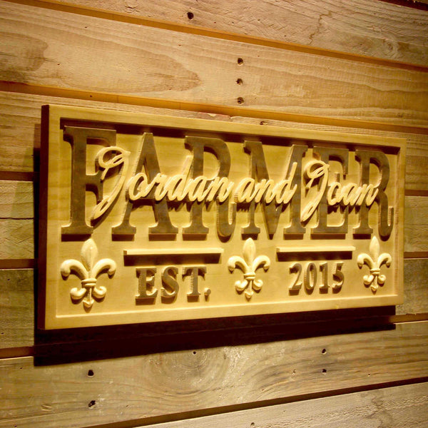 ADVPRO Name Personalized Fleur De Lis Last First Names Anniversary Est. Year Wood Engraved Wooden Sign wpa0504-tm - 23