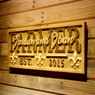 ADVPRO Name Personalized Fleur De Lis Last First Names Anniversary Est. Year Wood Engraved Wooden Sign wpa0504-tm - 26.75