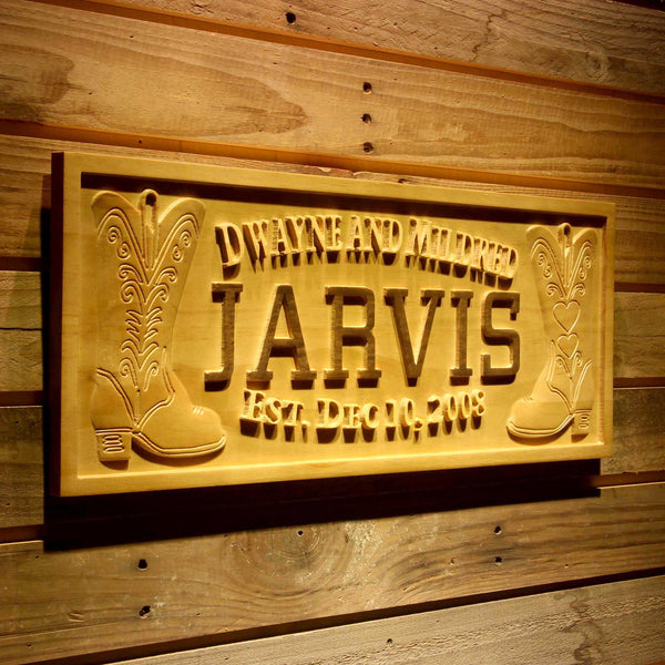 ADVPRO Name Personalized Cowboy Cowgirl Family Last First Names Est. Date Wood Engraved Wooden Sign wpa0507-tm - 23
