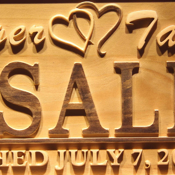 ADVPRO Name Personalized Big Initial Double Heart Last First Names Est. Date Wood Engraved Wooden Sign wpa0515-tm - Details 3